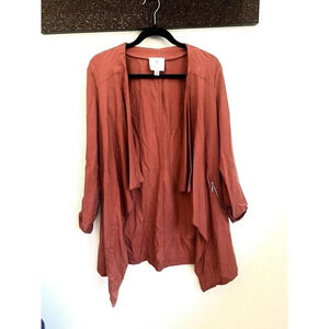 Eliane Rose Waterfall Open Flowy Cardigan NWOT Burnt Orange M